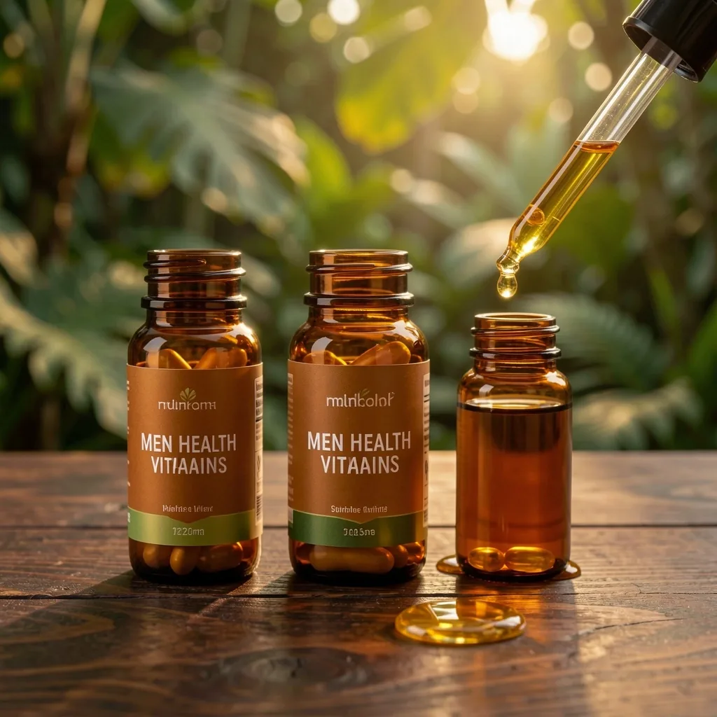 Amber laboratory dropper bottles with golden liquid