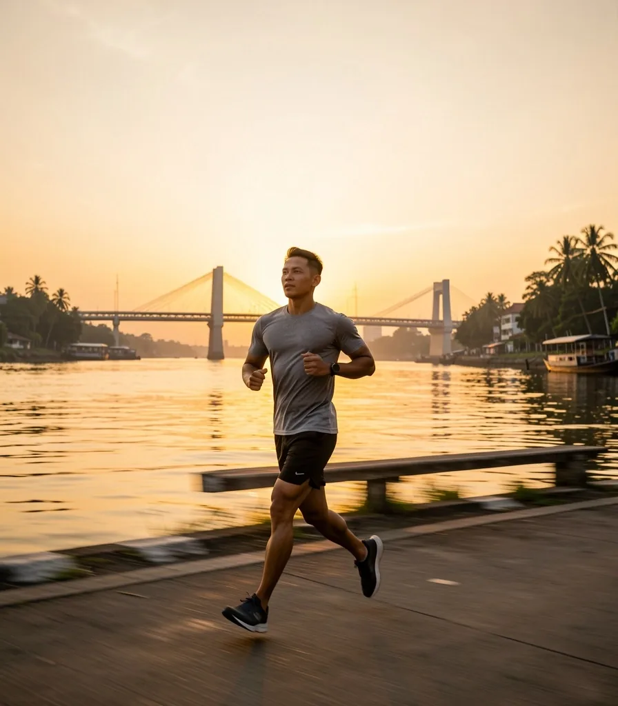 Morning run along the river